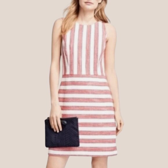 Brooks Brothers Red and White Striped Sheath Dress Size 4 - Picture 1 of 5